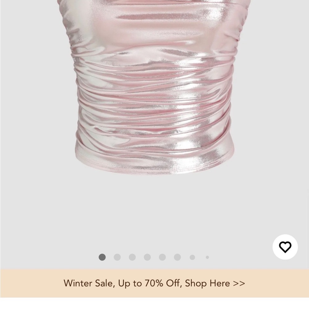 Metallic Pink Ruched Women's Top